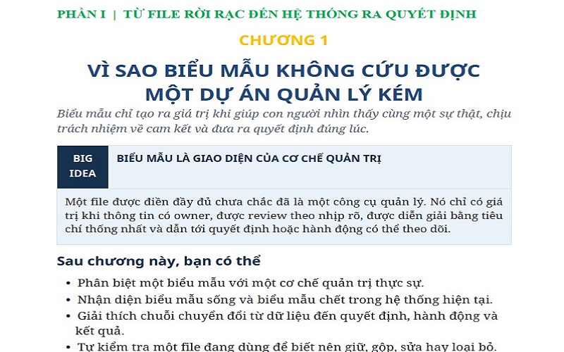 Lộ trình 7 ngày triển khai bộ biểu mẫu quản lý dự án