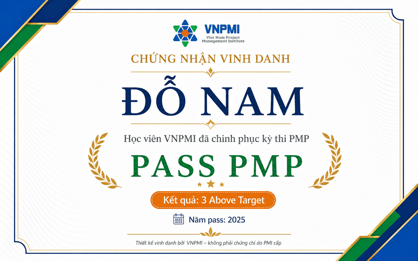 Chứng chỉ PMP của học viên Đỗ Nam