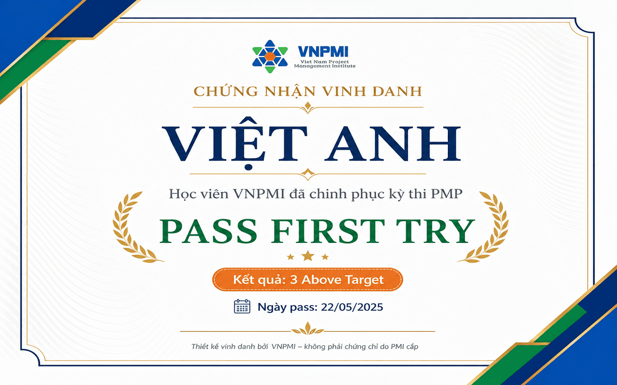 Chứng chỉ PMP của học viên Việt Anh