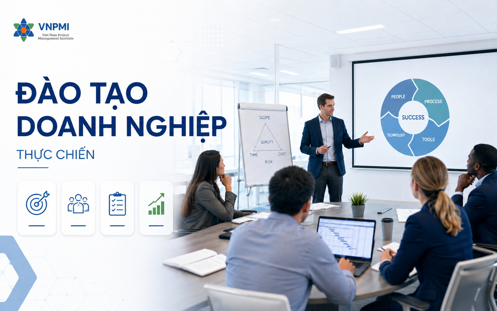 Hoạt động đào tạo doanh nghiệp thực tế của VNPMI với nội dung gắn với tình huống công việc