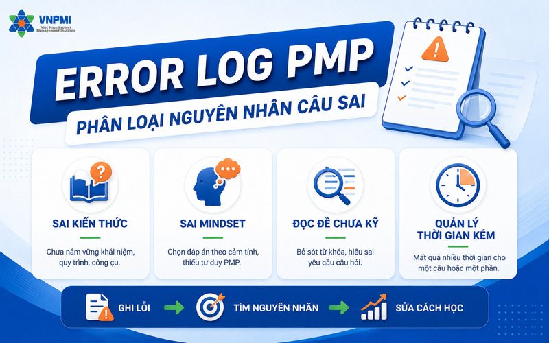 Mẫu Error Log PMP phân loại câu sai theo domain cách tiếp cận và nguyên nhân gốc