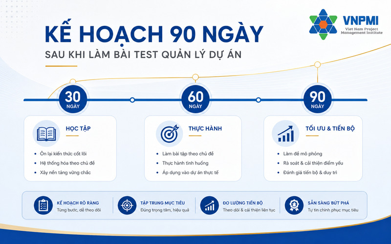Kế hoạch 90 ngày phát triển năng lực sau bài test quản lý dự án